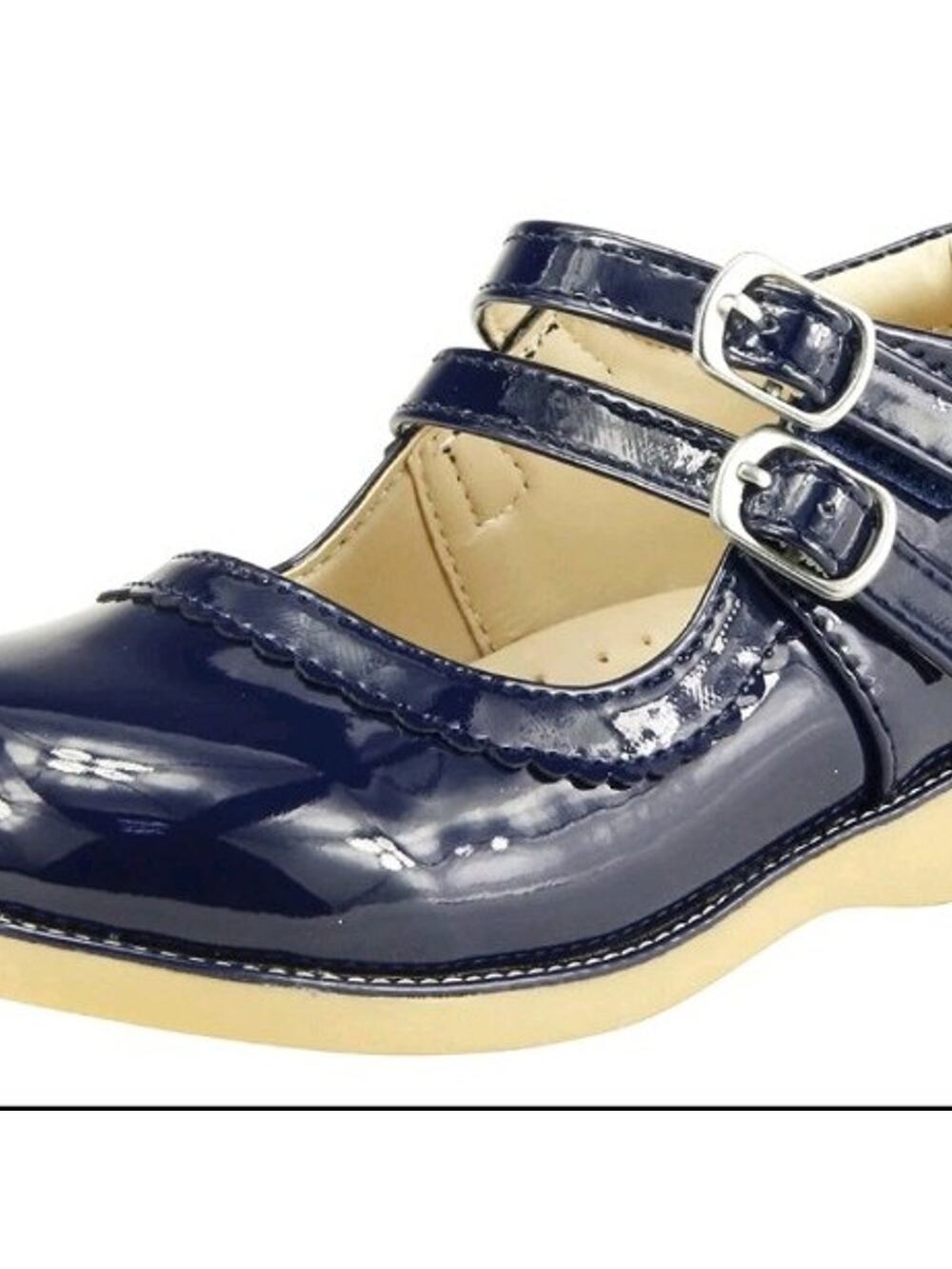 Girl's School Dress Classic Shoes Glossy Blue Color Double Strap Mary Jane sz 8